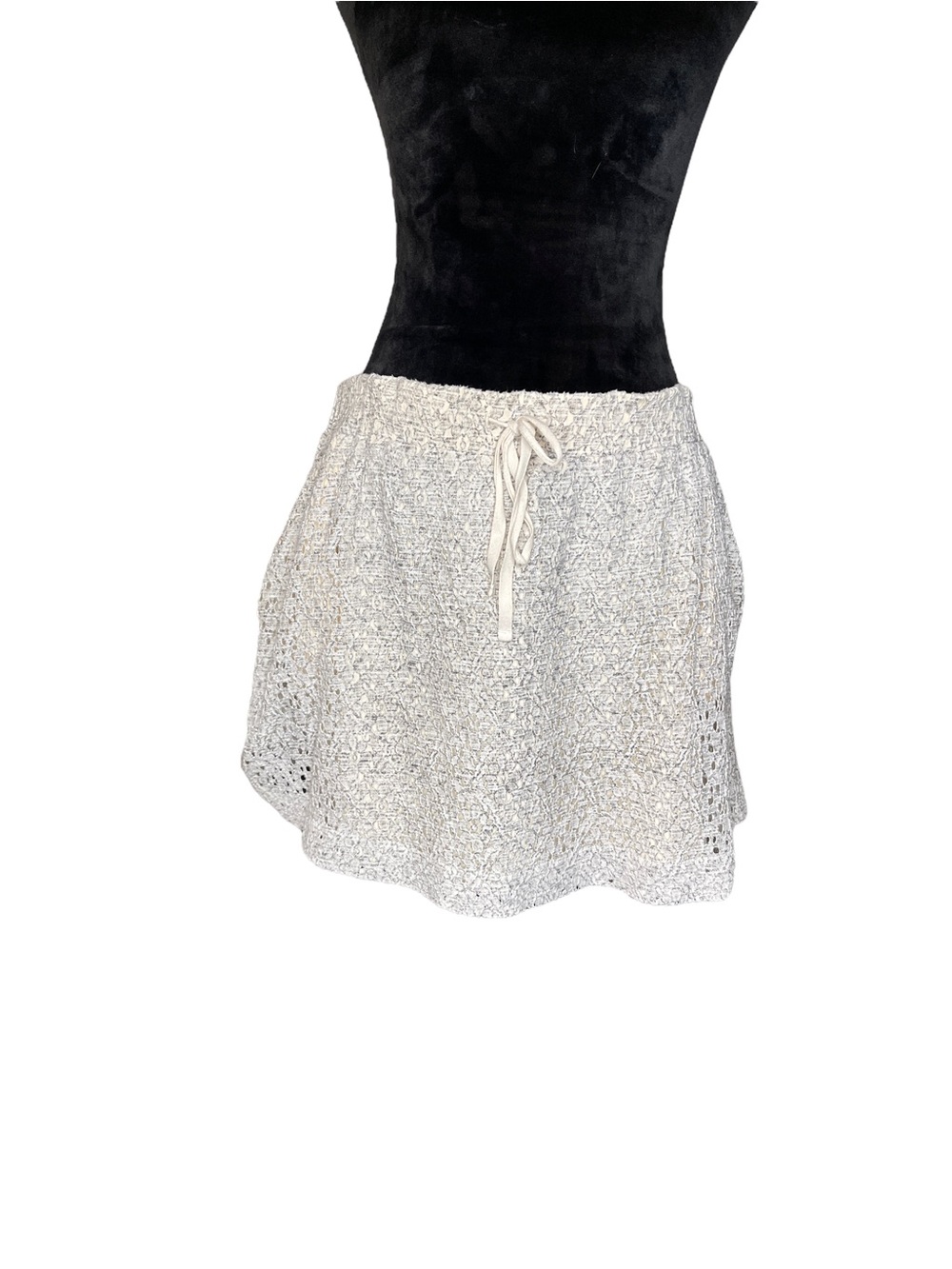 Lou & Grey Crochet Tie-Waist Circle Skirt in Cream